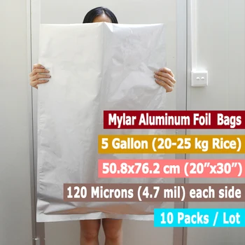 10 Pakki 5 Gallon Mylar Kotid Suletavasse Alumiinium Foolium Kotti Pikaajalise Toidu Ladustamine Toidu Klassi ja Kerge Tõend (20