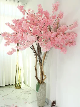 100cm leegiaeglustajana Kunstlik Cherry Blossom Filiaalid Silk Sakura Lill, Puu Pulm Taustaks Seina Pool Kodu, Abielu Decor