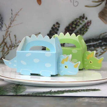 10tk Dinosaurus Kommid kinkekarbis Roheline Sinine Lapsed Dino Teema Jungle Sünnipäeva Teenetemärgi Cookie Kingitus Pakend Karp Baby Shower