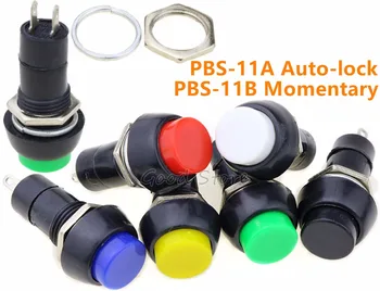 1tk PBS-11A PBS-11B Push Self-locking hetkeline Nuppu Lüliti Roheline/Punane värv Lülitit DIY Mudeli Tegemine