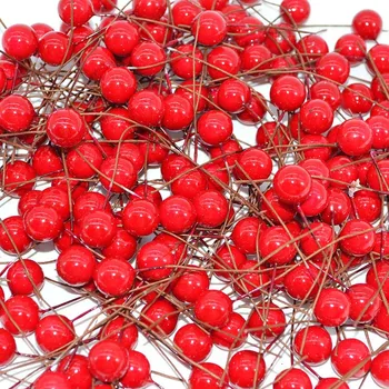 200Pcs Kunstlik Jõulud Marjad Red Cherry Berry for Xmas Pärg Teha Uue Aasta Kingitus Kaunistused Jõulupuu Ornament