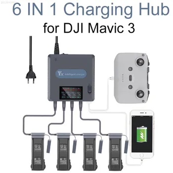 6 in1 Digitaalne ekraan Aku Laadija DJI Mavic 3 Undamine Aku Laadimine Hub Kiire Smart Aku Laadija koos USB-adapteriga