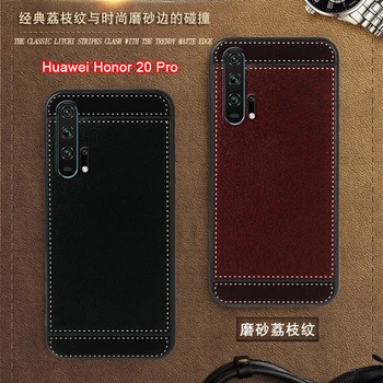 AU 20 Funda PRO jaoks Huawei honor 20 Pro Kate 6.26 tolline Pehme Must silikoonist Klassikaline litchi triibud Coque Au 20 Pro Juhtudel