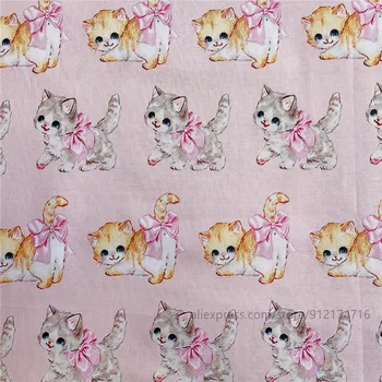 cartoon roosa armas kass 100% puuvillane trükitud kangast diy õmblemine kangast kodutekstiili baby kleit, käsitöö riie tecidos tilda