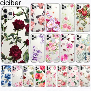 ciciber Lill, Roos Juhtudel Funda iPhone 12 Case for Iphone 12 XR 11 Pro XS Max 7 X 8 6 6S Pluss 5S SE 2020 Silikoon Capa Kate