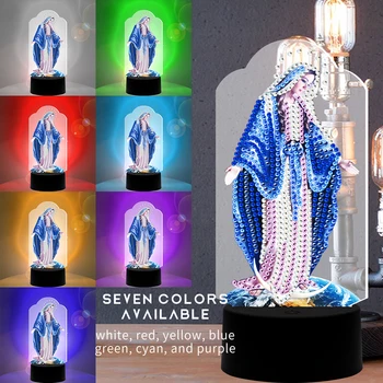 DIY LED Diamond Maali Öö Valguses 7 Värvi Lamp, Padi Akrüül Pardal Religioon Erilise Kujuga Teemant Tikandid Jõulud Decor