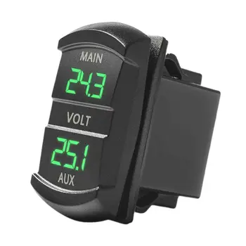 Dual Voltmeeter-Pinge Aku Monitor LED Ekraan Indikaator 12V-24V Auto, Paadi - Roheline