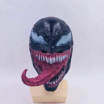 Halloween Tume Cosplay Superkangelane Venom Pikk Keel Lateks Õudus Mask Halloween Cosplay Mask 2021 Cosmask Venom Mask