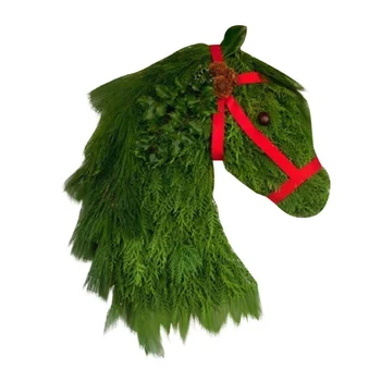 Hobuse Pea Pärg Kunstlik Rohelised Lehed Festival Pakkumise jõuluehe välisuks Rippuvad Vanikud