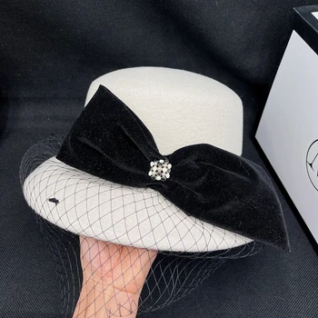 hooaeg prantsuse elegantne valge villa marli naiste kopp müts basseini bowknot mood ühise põllumajanduspoliitika müts