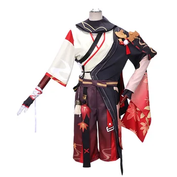 Kaedehara Kazuha Cosplay Genshin Mõju Cosplay Kostüüm Halloween Carnival Samurai Kostüüm Parukas puukingad