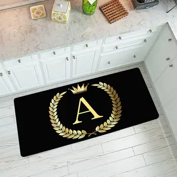 Kodu Kaunistamiseks Black Gold Crown Tähestik Köök, Magamistuba elutoa Vaipa Sissepääs Matt Vannituba Non-Slip Vaipa alfombra