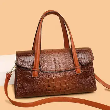 Krokodilli nahast naine kott 2022 uus retro trend kott lihtne tekstuur mood käsi konossemendi õlakott, E3