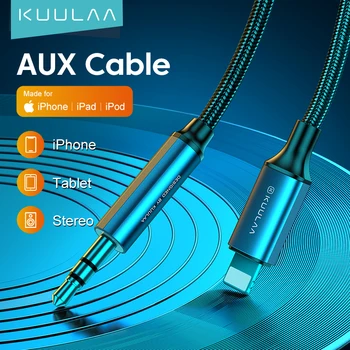 KUULAA Aux Kaabel 3.5 mm Jack Mees köisraudtee Converter Kõrvaklappide Audio Adapter iPhone 13 12 11 Pro XS Max X-XR 8 7 iPad IOS