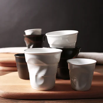 Kvaliteetne Keraamiline Lühike Portselanist Kohvitass, Must Matt Valge Euroopa Stiilis Hommikusöök Piima Tee Tassi Origami Tassi Drinkware
