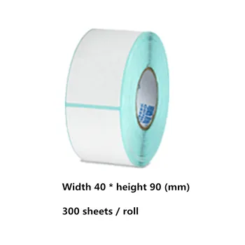 Laius 40 * kõrgus 90mm thermal label printer paberi tühi 300 lehed / rull toote hind ean QR-kood, veekindel kleebis