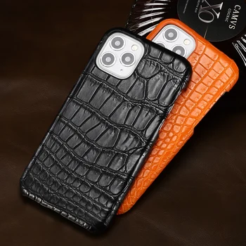 LANGSIDI Brändi Kvaliteedi Krokodill real Leather case For iphone 12 13 14 pro max 12 pro 12 mini 11xs max ehtne nahk kate