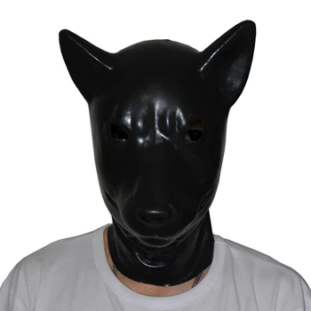 Lateks fetish mask, mille taga tõmblukk hunt loomade cosplay KAPUUTS