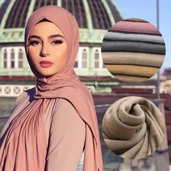 Mitmevärviline Pehme Puuvillane Moslemi Headscarf Vahetu Jersey Hijab Täis Kaas Wrap Sall Islami Suurrätikud Naiste Turban Peas, Pea-Ja Kaelarätikud