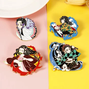 PF744 Kimetsu no Yaiba Jaapani Anime Ikoonid Emailiga Pin-Prossid riided Seljakott Krae Mütsi Embleem Rinnamikrofon Pin-Ehted Kingitused