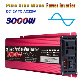Pure Sine Wave Inverter DC12V 24V AC 220V 1000W 1600W 2200W 3000W 50Hz 60Hz Pinge, Trafo, Võimsus Converter SolarInverter