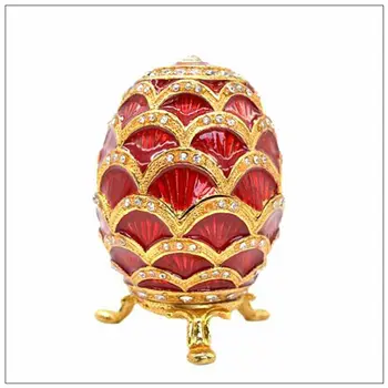 QIFU Disain Punane Faberge Muna Kuju Ehted Hely Kasti Käsitöö-Dekoratsioon Kingitus