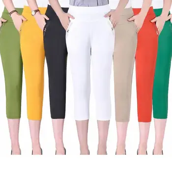 Suve Püksid Korea Uus Naiste Mood Kõrge Vöökoht Vabaaja Stretch Skinny Candy Püksid Suurus Daamid Tahked Värvi Pliiats Püksid