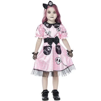 Umorden Väike Roosa Skelly Kostüüm Ragdolls Tüdrukute Lapse Lapsed Hirmutav Halloween Fancy Kleit