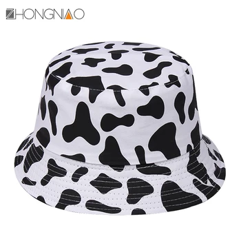 Uus lehm prindi kahepoolne kalamees müts kopp müts mood unisex müts Bob müts hip-hop beanie Panama väljas müts