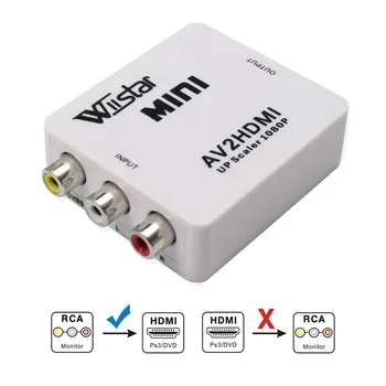 Wiistar Mini 1080P AV RCA, HDMI Video Converter Box AV2HDMI RCA AV HDMI CVBS HDMI Adapter HDTV TV PS3 PC DVD Xbox
