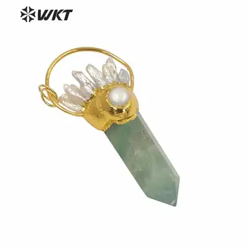 WT-P1583 Naiste uique pearl võlu fluoriidimaardlat ripats naturaalne vikerkaar vaimu kvarts punkti ripats lady kaelakee